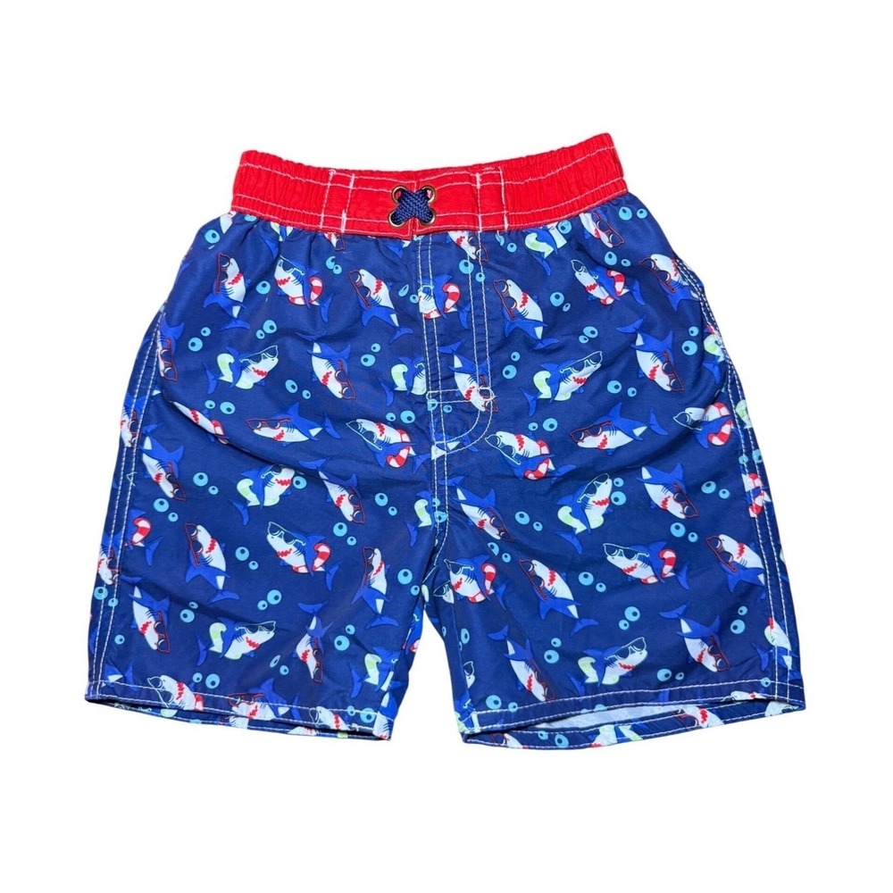 H2O Swim Trunks Boys 2T Navy Blue Shark Print
